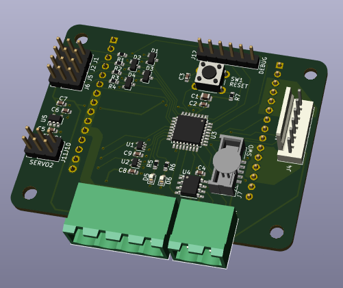 A small circuit board with power connectors.