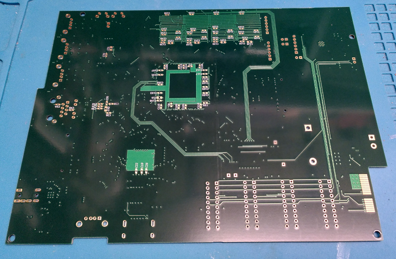 A rear view of an empty, large modern PCB.