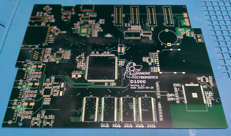 A front view of an empty, large modern PCB.